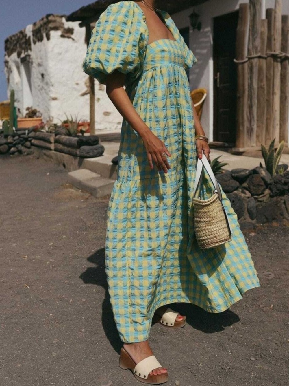 Zara Yellow and Blue Gingham Dress
